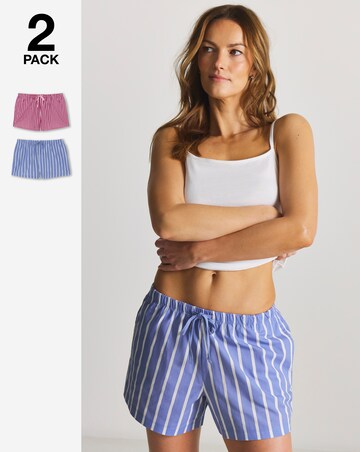 Pretty Secrets (2 Pack) Stripe Woven Pyjama Shorts