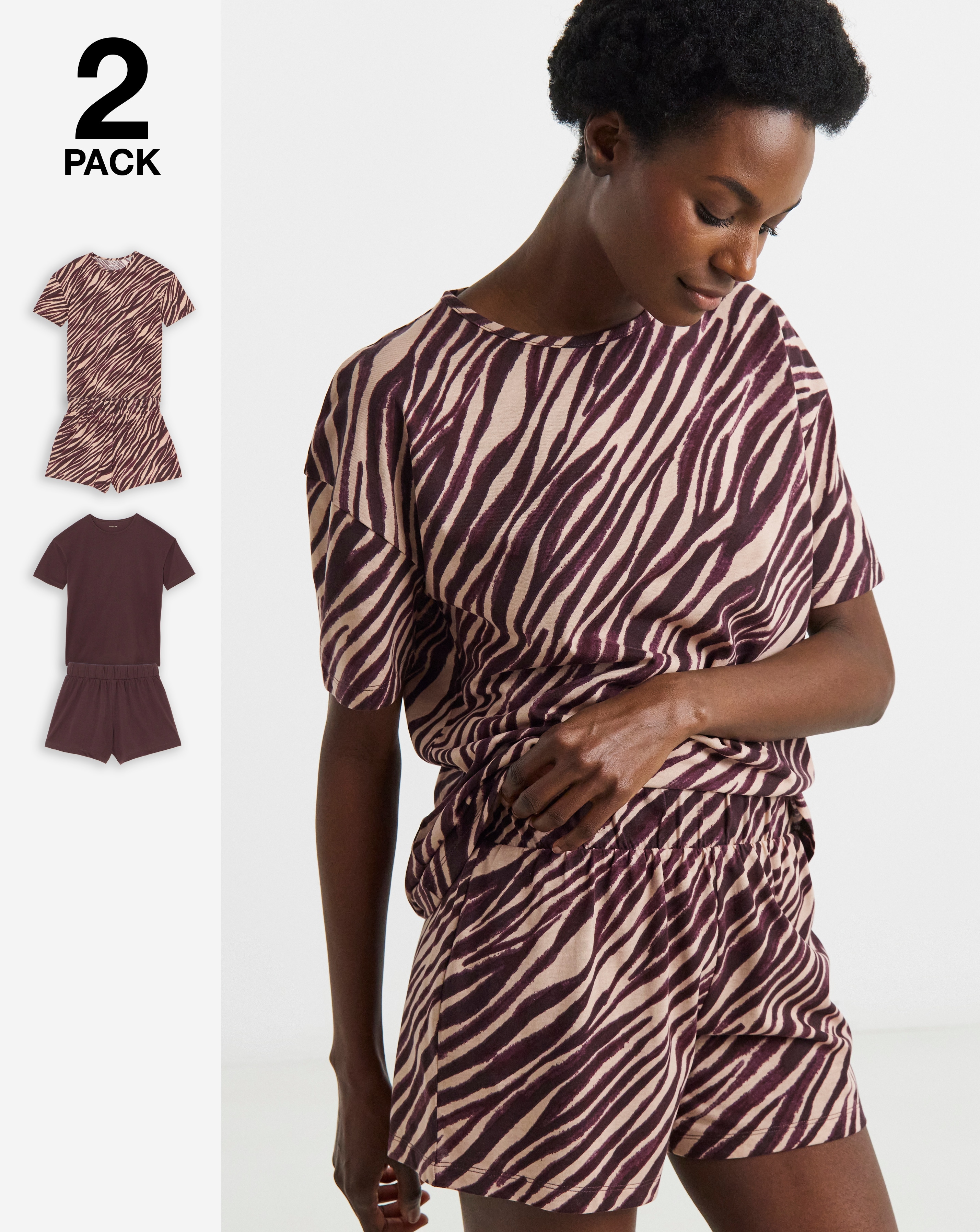 Simply Be 2 Pack AnimalPrint Shortie Set