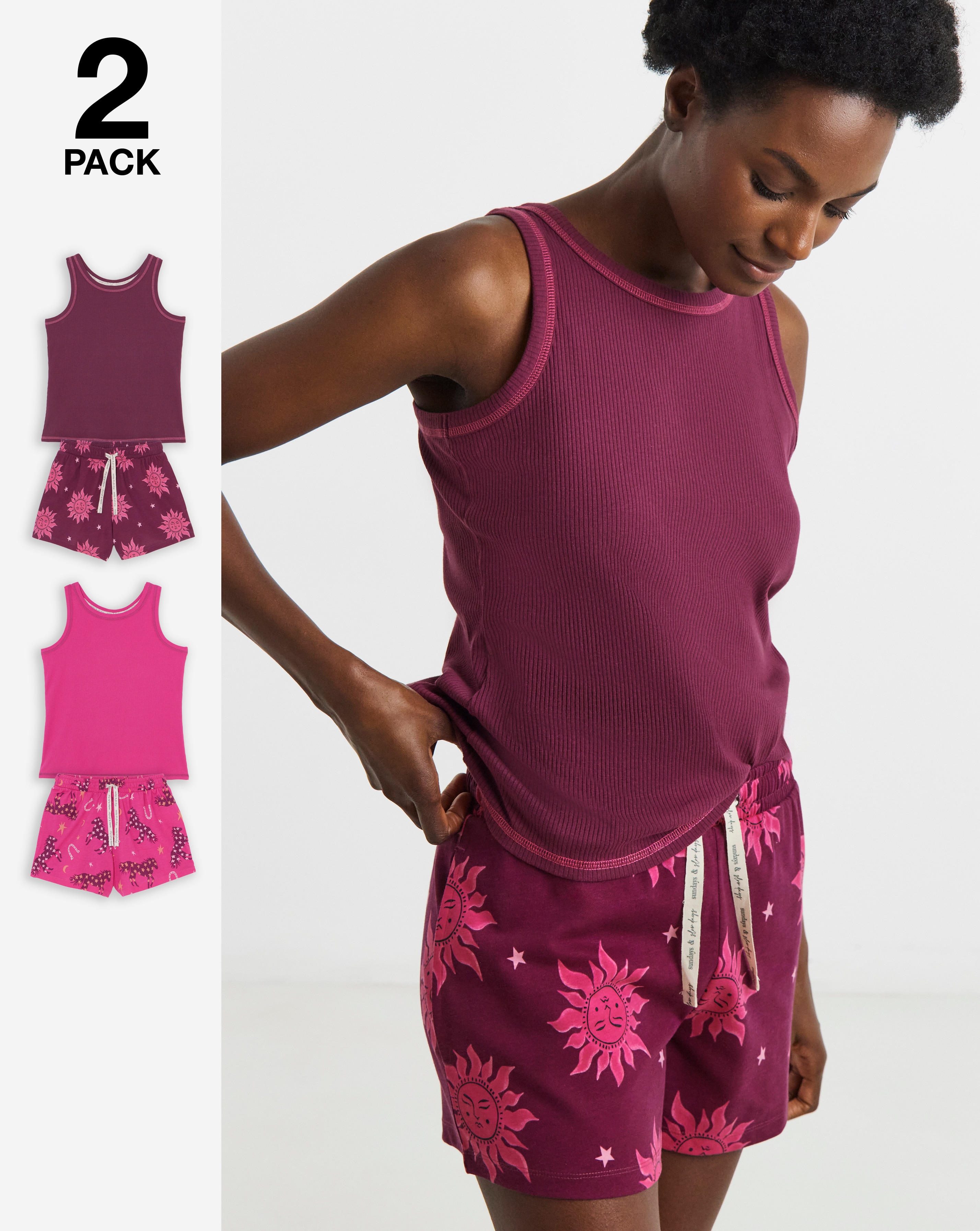 New In - Pretty Secrets 2 Pack Pyjama Short Sets