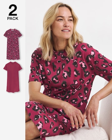 Pretty Secrets (2 Pack) Value Nighties Leopard/Burgundy