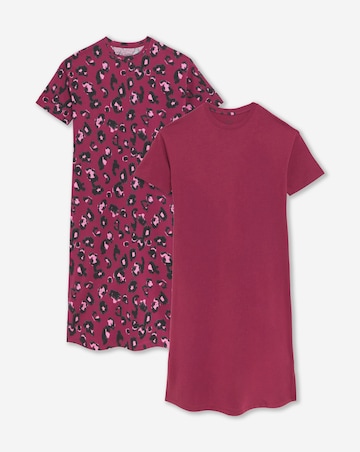 Pretty Secrets (2 Pack) Value Nighties Leopard/Burgundy