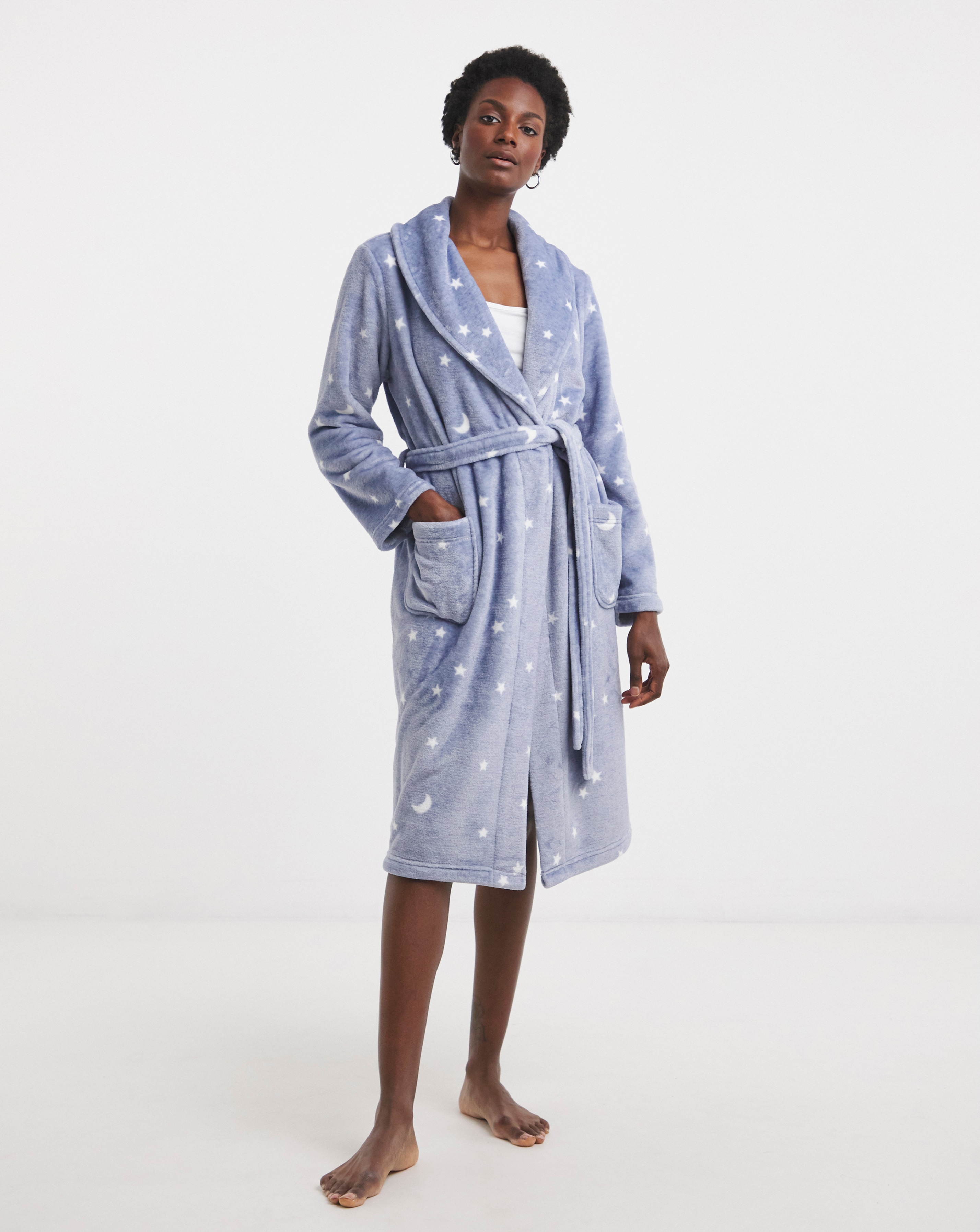 Moon & Stars Print Blue Supersoft Gown