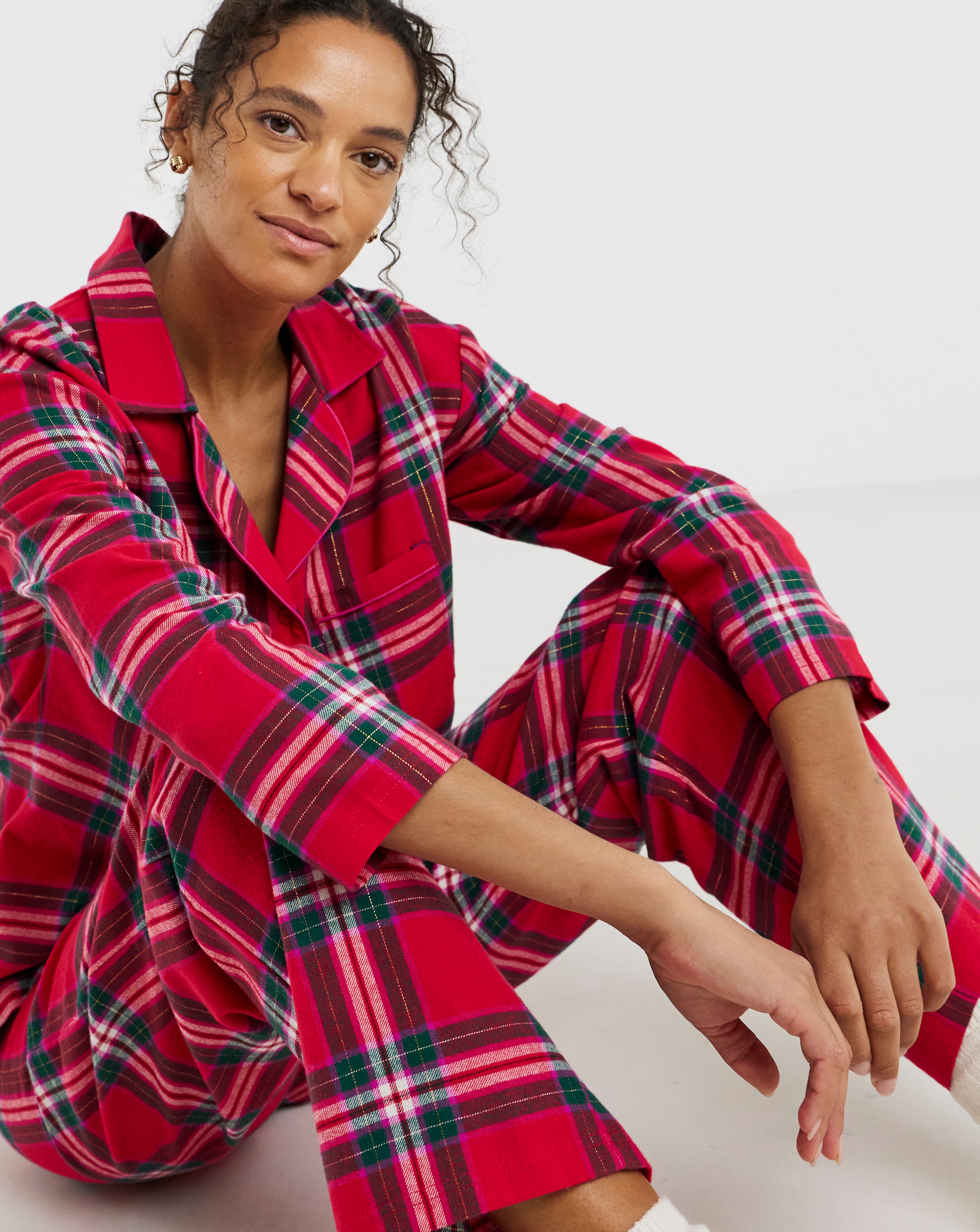 Pretty Secrets Check Button Up PJ Set