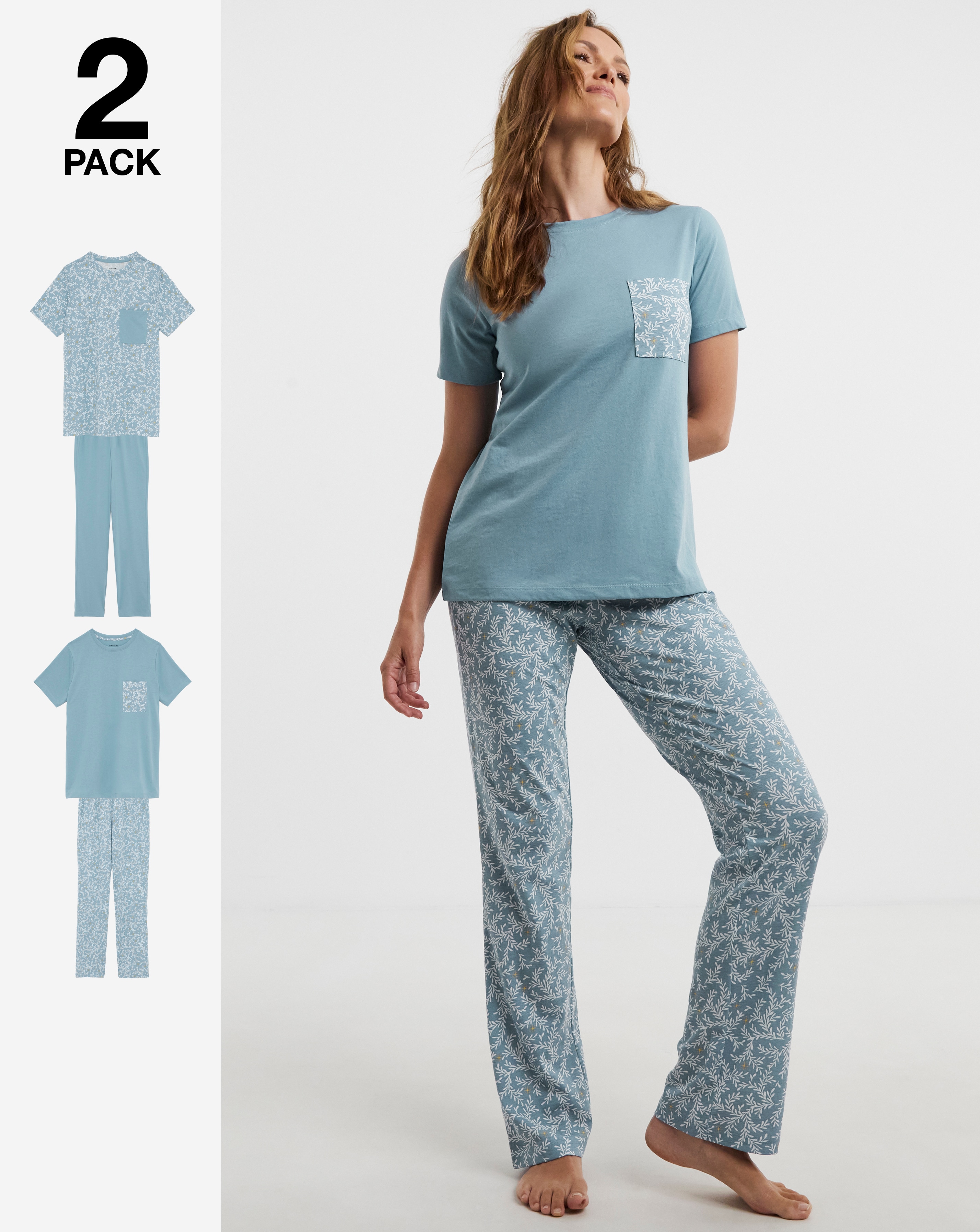 Value (2 Pack) PJ Sets Leaf Print