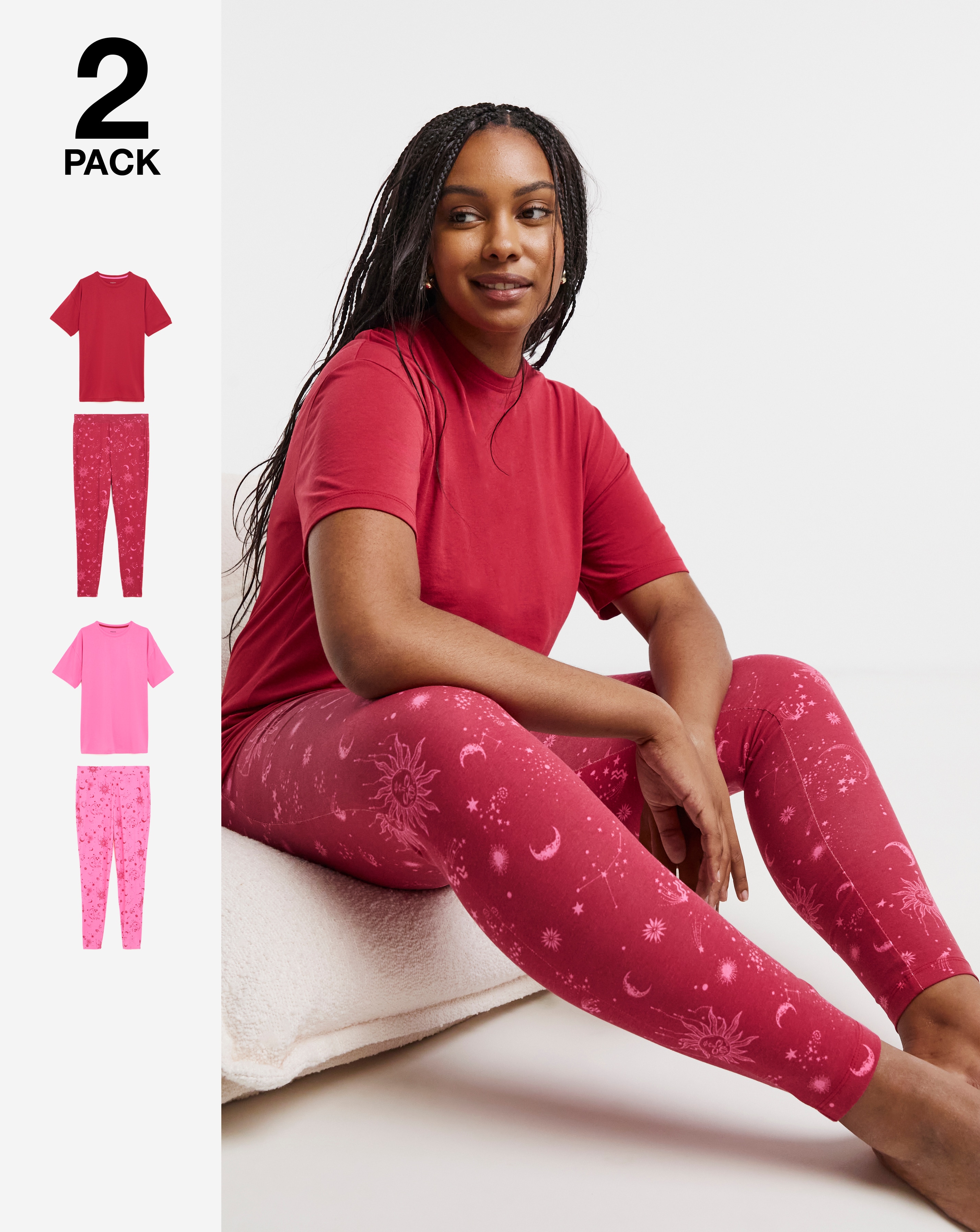 Celestial Burgundy 2 Pack Legging PJ Set