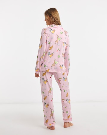 Chelsea Peers Classic Button Up Pyjama Set Cocktail Animals Print