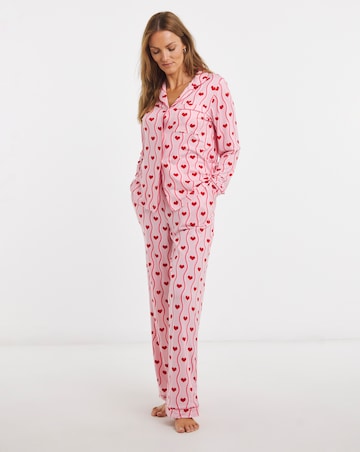 Chelsea Peers Classic Button Up Pyjama Set Heart Print