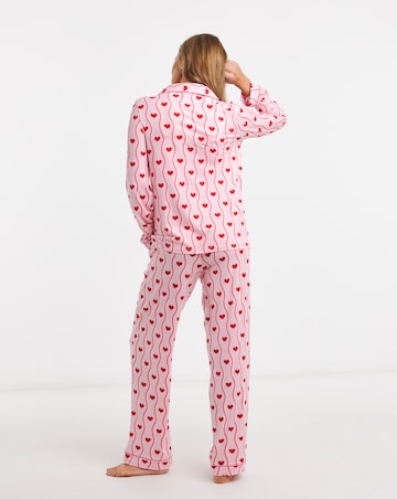 Chelsea Peers Classic Button Up Pyjama Set Heart Print