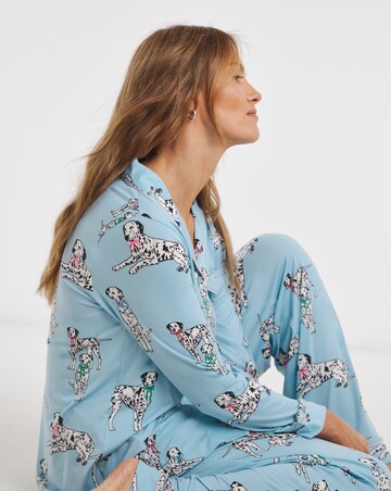 Chelsea Peers Classic Button Up Pyjama Set Dalmatian Dogs Print