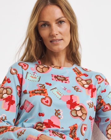 Chelsea Peers Classic Crew Neck Pyjama Set Chocolate Box Print