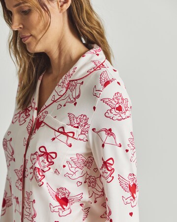 Chelsea Peers Classic Button Up Pyjama Set Valentines Cherub Print