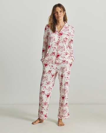 Chelsea Peers Classic Button Up Pyjama Set Valentines Cherub Print