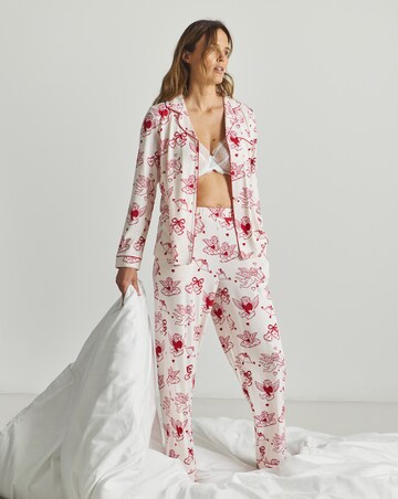 Chelsea Peers Classic Button Up Pyjama Set Valentines Cherub Print