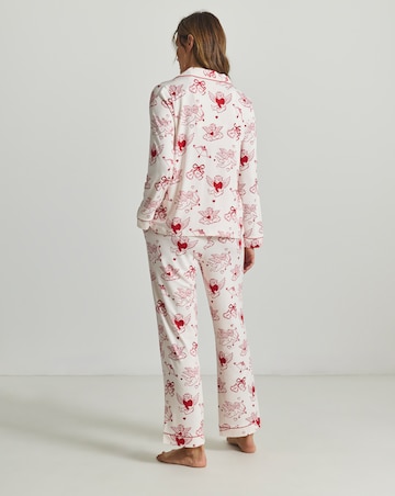 Chelsea Peers Classic Button Up Pyjama Set Valentines Cherub Print