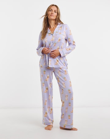 Chelsea Peers Classic Button Up Pyjama Set Spa Dogs Print