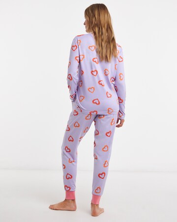 Chelsea Peers Classic Crew Neck Pyjama Set Shrimp Heart Print