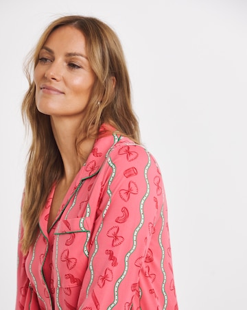 Chelsea Peers Classic Button Up Pyjama Set Pasta Stripe Print