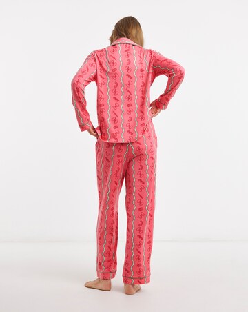Chelsea Peers Classic Button Up Pyjama Set Pasta Stripe Print
