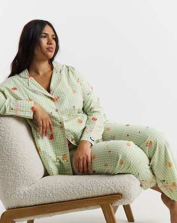 Simply Be Gingham Breakfast Print Pyjama Set