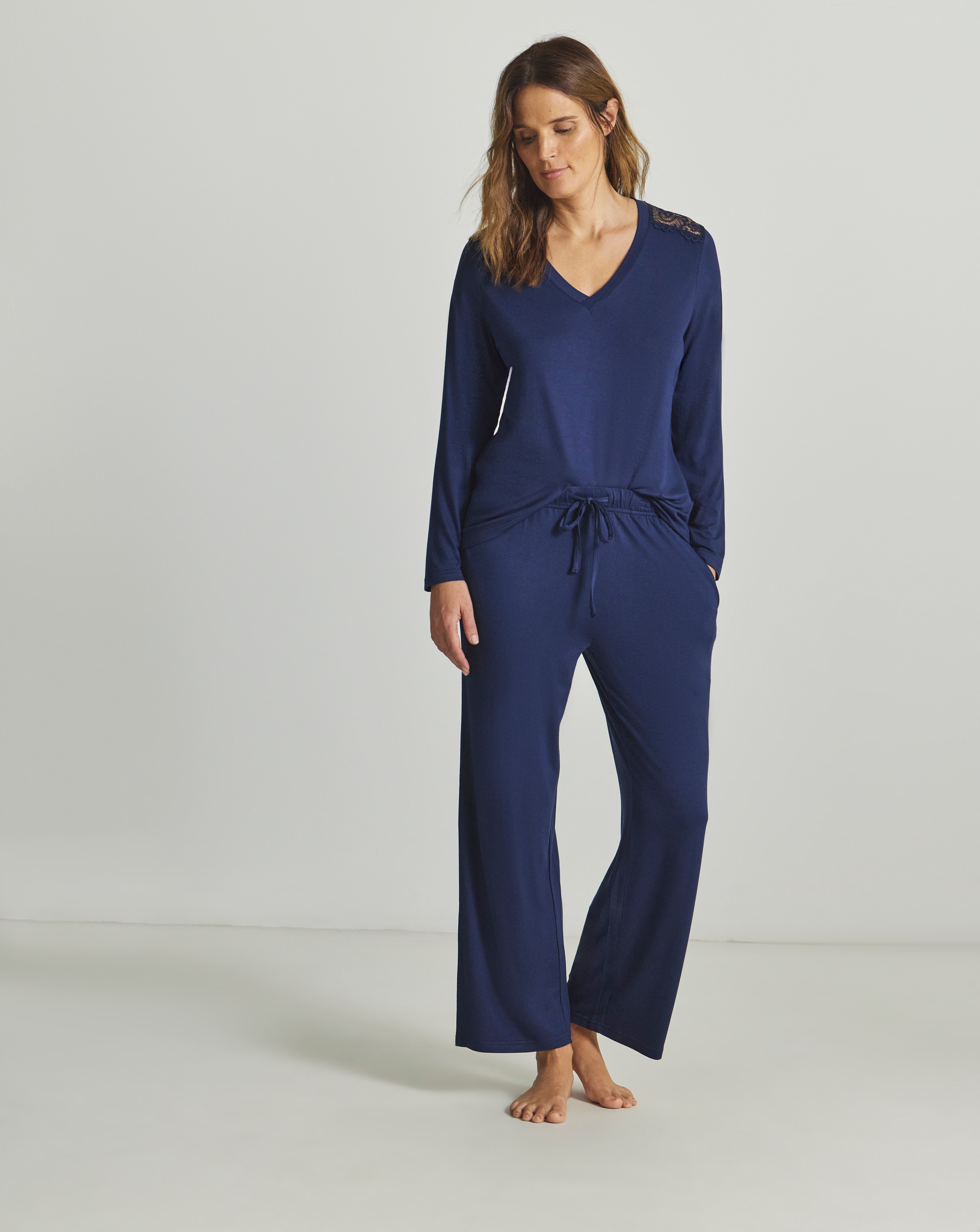 Viscose Lace Long Sleeve Pyjama Set