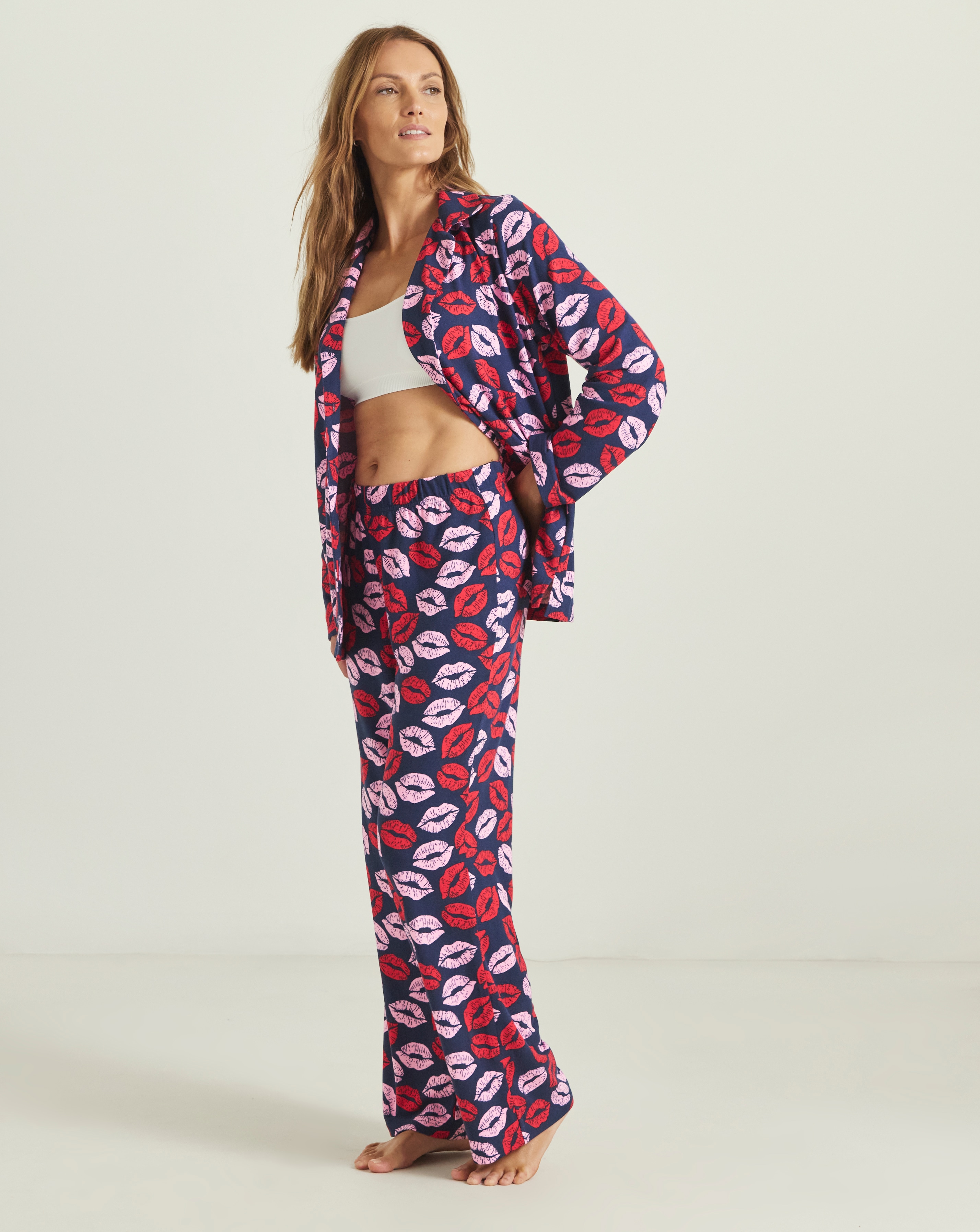 Snit Lip Print Revere Pyjama Set