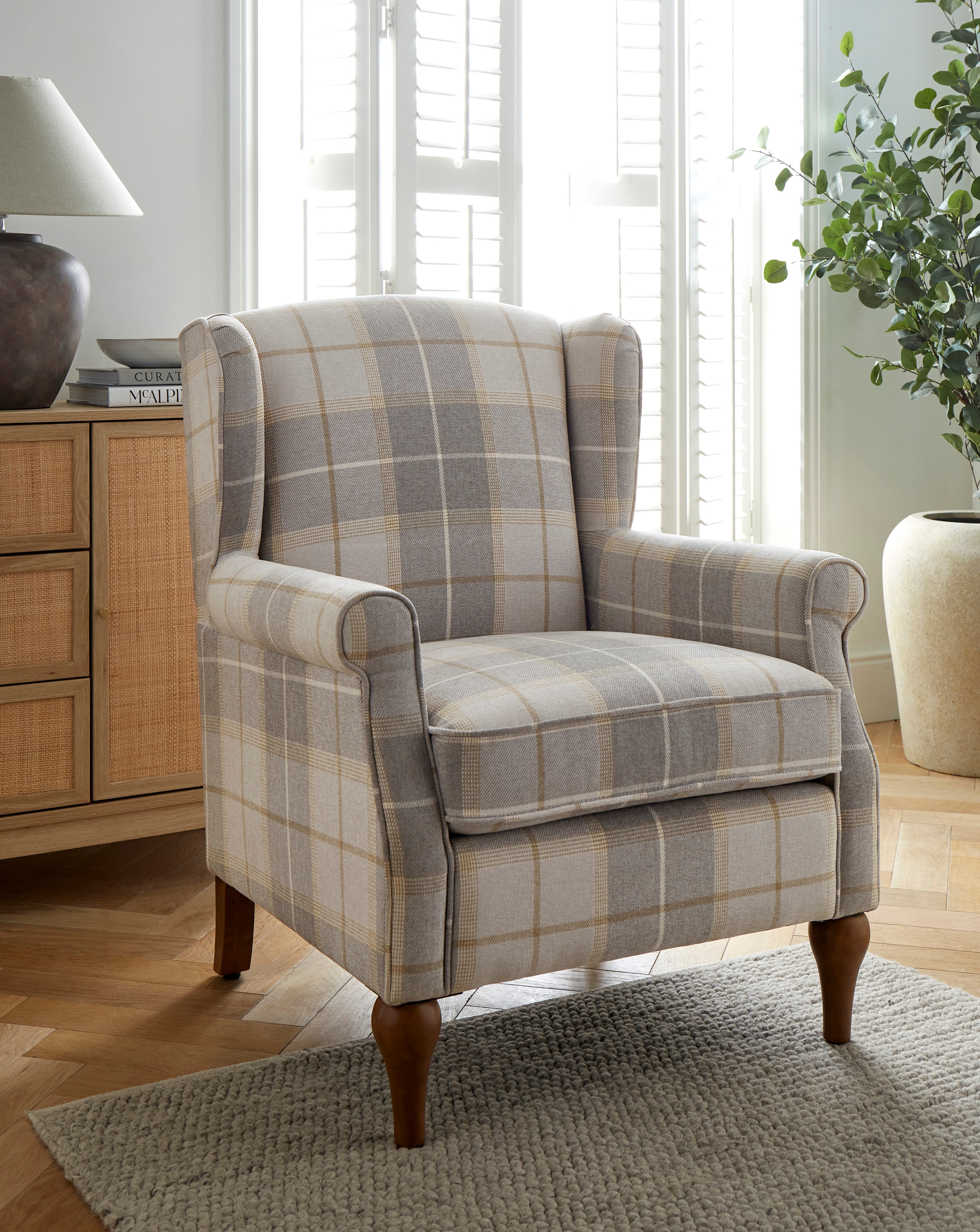 Bailey Check Wingback Armchair