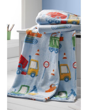 Catherine Lansfield Kids Digger Dreams Cosy Fleece Blanket Throw