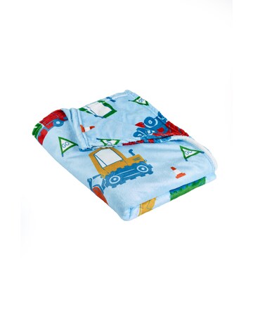 Catherine Lansfield Kids Digger Dreams Cosy Fleece Blanket Throw
