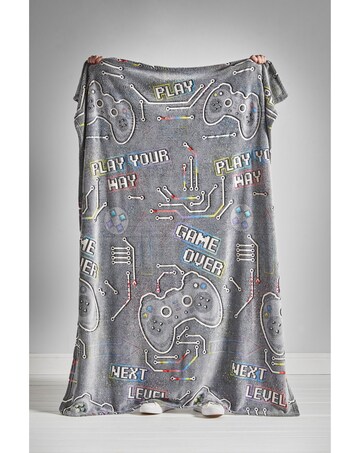 Catherine Lansfield Game Over Glow in the Dark Fleece Cosy Fleece Blanket Throw