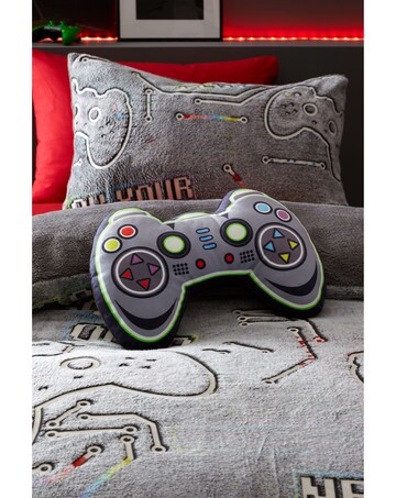 Catherine Lansfield Game Over Glow in the Dark Fleece 3D Shaped Cushion
