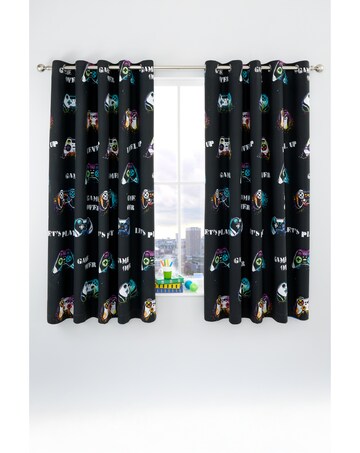 Catherine Lansfield Game Over Eyelet Curtains Two Panels