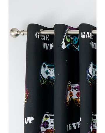 Catherine Lansfield Game Over Eyelet Curtains Two Panels