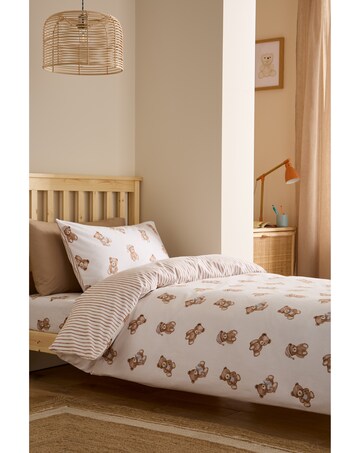 Catherine Lansfield Brushed Cotton Teddy Bear Reversible Duvet Cover Set