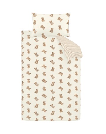 Catherine Lansfield Brushed Cotton Teddy Bear Reversible Duvet Cover Set