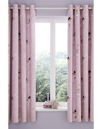 Catherine Lansfield Dancing Fairies Lined Two Curtain Panels