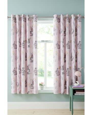 Catherine Lansfield Bunny Tails Ditsy Flowers Eyelet Curtains Two Panels