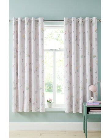Catherine Lansfield Bunny Tails Ditsy Flowers Eyelet Curtains Two Panels