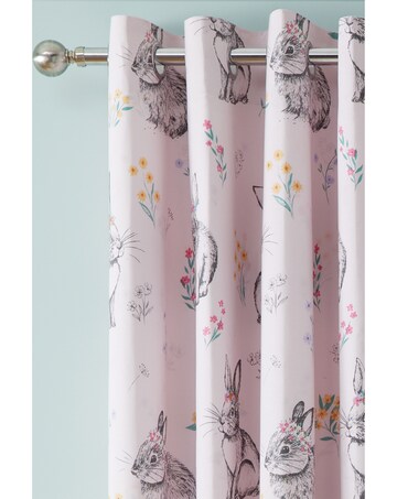 Catherine Lansfield Bunny Tails Ditsy Flowers Eyelet Curtains Two Panels
