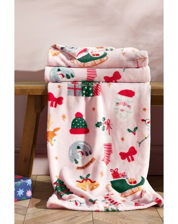 Catherine Lansfield Christmas Happy Holidays Cosy Fleece Blanket Throw