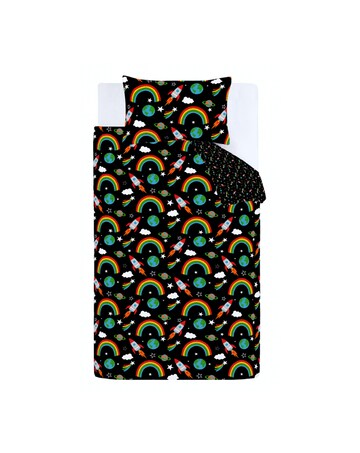 Catherine Lansfield Rainbow Rockets Reversible Duvet Cover Set