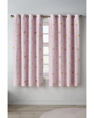 Catherine Lansfield Kids Happy Horses Eyelet Curtains Two Panels