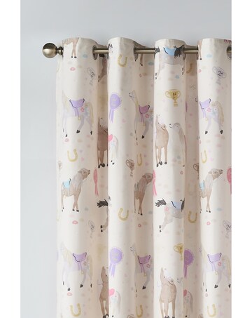 Catherine Lansfield Kids Happy Horses Eyelet Curtains Two Panels
