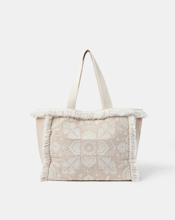 Accessorize Embroidered Fringe Tote Bag