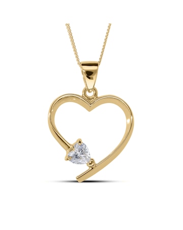 Gold Plated Sterling Silver Birthstone Heart Pendant, 18 inch chain