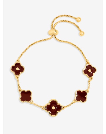 Mood Gold Polished & Burgundy Clover Bracelet