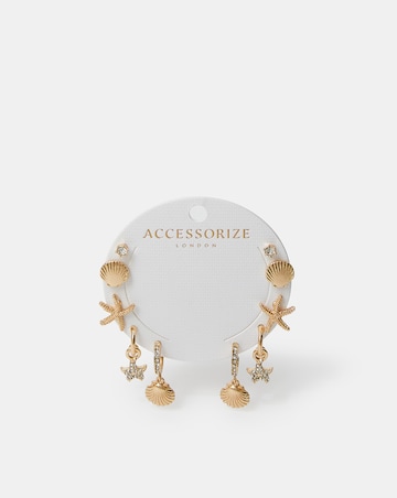 Accessorize 5-Pack Beach Earrings Gold