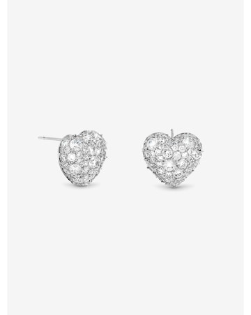Jon Richard Rhodium Plated and Pave Heart Stud Earrings - Gift Box