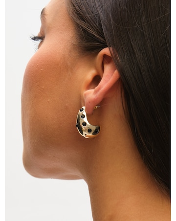 Mood Polished Gold & Jet Crystal Dome Earrings - Pack of 2