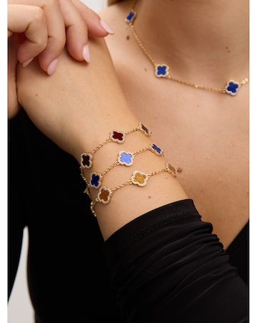 Jon Richard Gold Plated Lapis Clover Bracelet