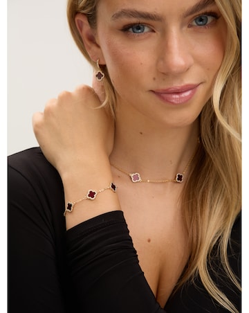 Jon Richard Gold Plated Carnelian Clover Bracelet